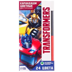 Карандаши цветные 24 цвета, двусторонние, Transformers