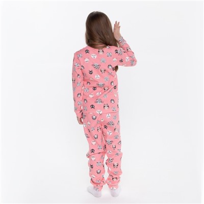 Пижама для девочки, цвет коралловый/кот, рост 98 см