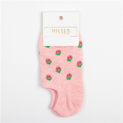 Носки женские MINAKU «Клубника», цвет розовый, размер 36-39 (23-25 см)