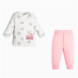 Комплект: джемпер и брюки Крошка Я "Princess", рост 68-74 см, цвет бежевый/розовый