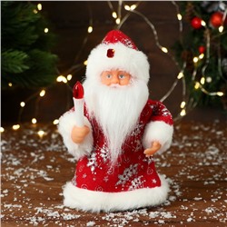 Дед Мороз "В узорчатой шубке с фонариком" 19 см, красный