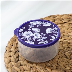 Контейнер пищевой Доляна «Цветы», 500 мл, круглый, цвет фиолетовый