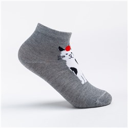 Носки детские «Кот с яблоком» цвет серый, размер 18-20