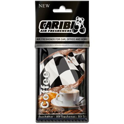 Ароматизатор-подвеска бумажный CARIBI (уп-ка:1шт) ФЛАГ F1 (Кофе)