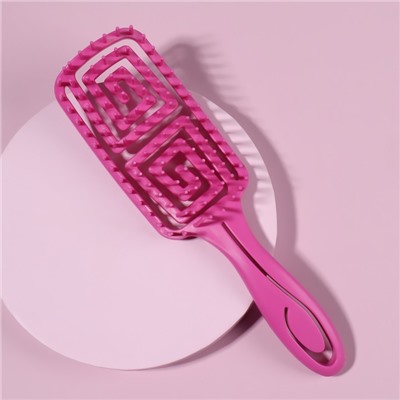 Расчёска массажная, для сушки волос, прорезиненная ручка, 6,3 × 22 см, цвет МИКС