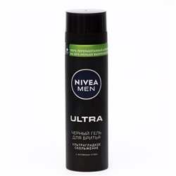 Чёрный гель для бритья Nivea Men Ultra, 200 мл