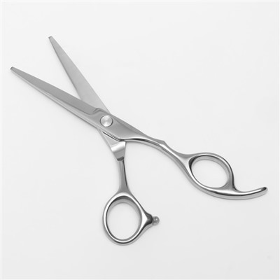 Ножницы парикмахерские с упором, загнутые кольца, лезвие — 5,5 см, цвет серебристый