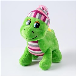 Мягкая игрушка «Дракоша», в полосатой шапке, 21 см, цвет зелёный