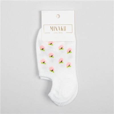Носки женские MINAKU «Персики», цвет белый, размер 36-39 (23-25 см)