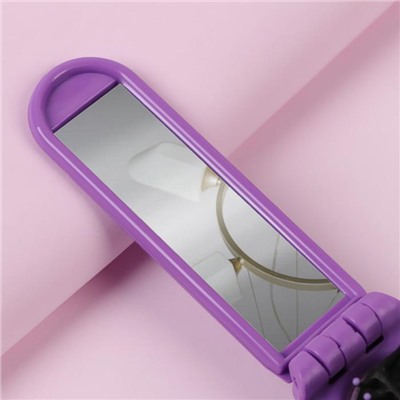 Расчёска массажная, складная, с зеркалом, 4 × 10/20 см, цвет МИКС
