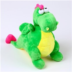 Мягкая игрушка «Дракон», с розовой спинкой, 22 см, цвет зелёный