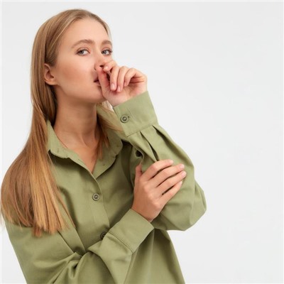 Рубашка женская MINAKU: Casual Collection цвет зелёный, р-р 42