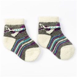 Носки детские шерстяные «Самолётик», цвет серый, размер 10