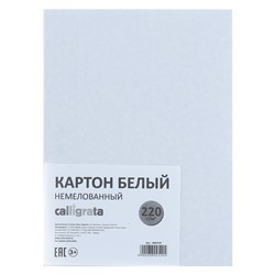 Картон белый А5, 6 листов, 220 г/м2 Calligrata, немелованный, ЭКОНОМ
