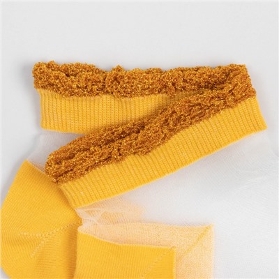Носки женские стеклянные MINAKU «Цветы», цвет жёлтый, размер 35-37 (23 см)