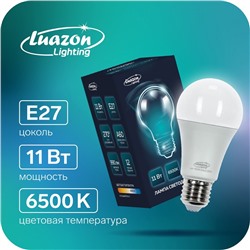 Лампа светодиодная Luazon Lighting, A60, 11 Вт, E27, 990 Лм, 6500 К, холодный белый