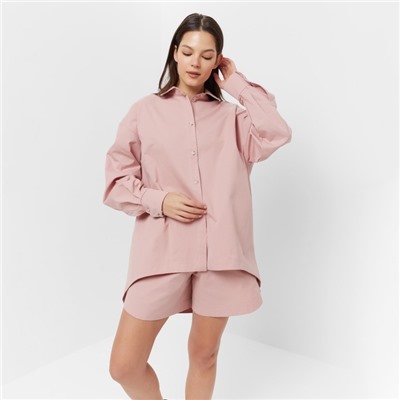 Комплект женский (рубашка, шорты) MINAKU: Oversize цвет тёмно-розовый, р-р 42