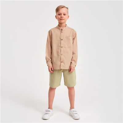 Рубашка для мальчика MINAKU: Cotton Collection цвет бежевый, рост 134