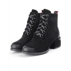 R189-1 BLACK Ботинки зимние женские (натуральная замша, натуральный мех) размер 37