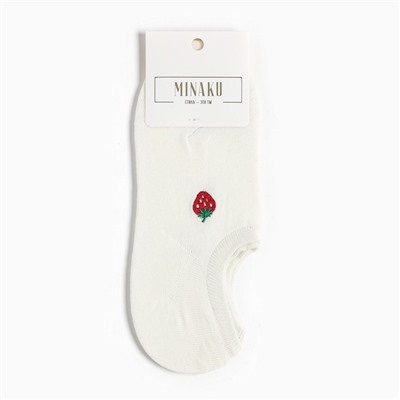 Носки женские укороченные MINAKU "Клубника" цвет белый, р-р 36-39 (23-25 см)   7488411
