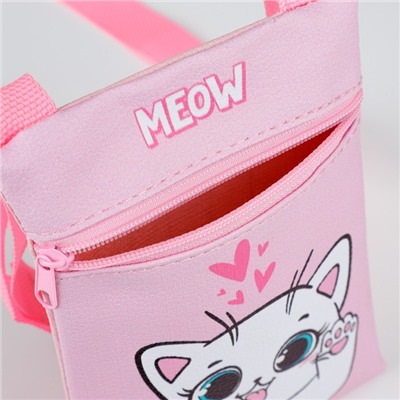 Набор для девочки Белый котик: сумка и заколки для волос, цвет розовый
