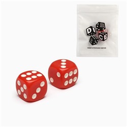 Кубики игральные "Время игры", 1.6 х 1.6 см, набор 2 шт, красные