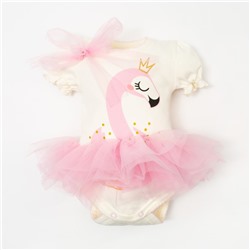 Боди с юбкой Крошка Я "Фламинго", белый, рост 86-92 см