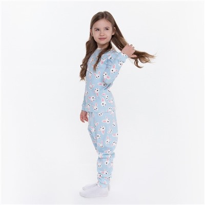 Пижама для девочки, цвет голубой/зайчик, рост 98 см
