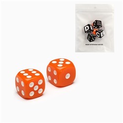 Кубики игральные "Время игры", 1.6 х 1.6 см, набор 2 шт, оранжевые