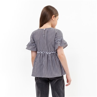 Джемпер (футболка) для девочки, цвет белый/серый, рост 110 см