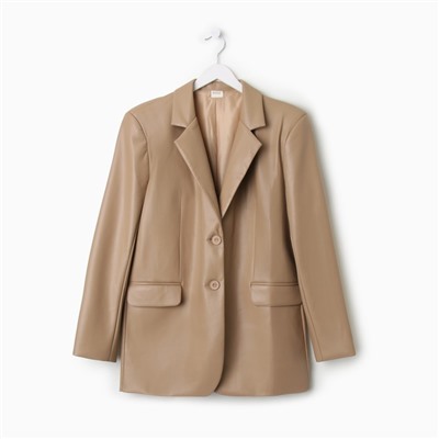 Пиджак женский (экокожа) MINAKU: Eco leather, цвет бежевый, размер 42-44