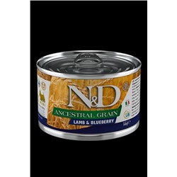 Корм влажный ND Dog ANCESTRAL Grain Lamb & Blueberry MINI / Низкозерновой Ягнёнок с черникой для собак мелких пород 140г