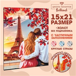 Алмазная мозаика с частичным заполнением «Париж» 15×21 см, холст