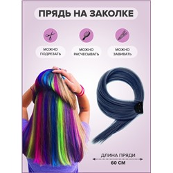 Цветная прядь на заколке/ Канекалон на заколках, 60 см