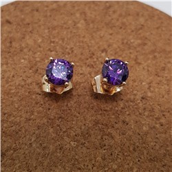 Серьги гвоздики коллекция "Xuping ML" покрытие позолота, фиолетовый камень, 017037, арт.647.799