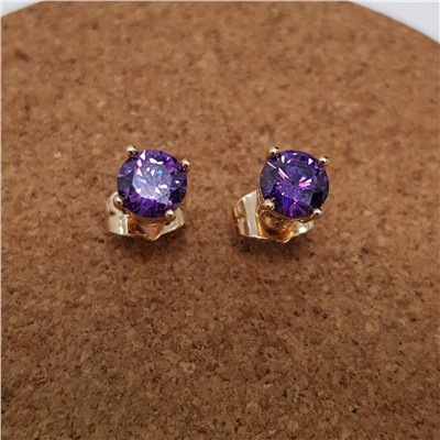 Серьги гвоздики коллекция "Xuping ML" покрытие позолота, фиолетовый камень, 017037, арт.647.799