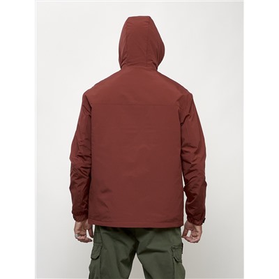 Куртка молодежная мужская весенняя с капюшоном бордового цвета 7322Bo