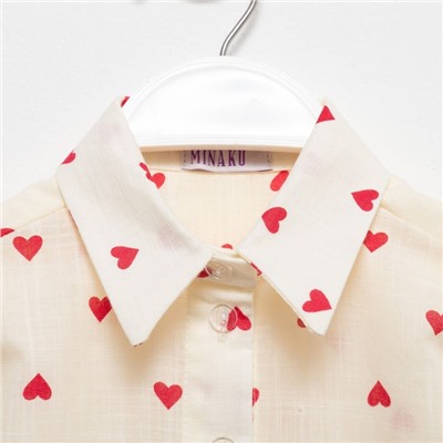 Блузка для девочки MINAKU: Cotton Collection цвет бежевый, рост 98