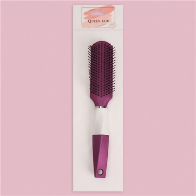 Расчёска массажная, прорезиненная ручка, 4 × 22,7 см, цвет фиолетовый/белый