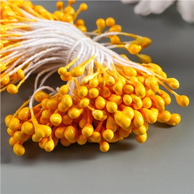 Тычинки для искусственных цветов "Капельки тёмно-жёлтые" (набор 130 шт) длина 6 см