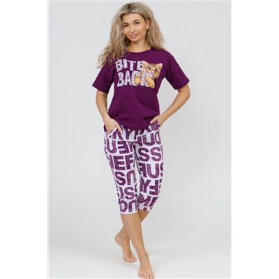 Пижама "Кисуля" бриджи (фиолетовый)