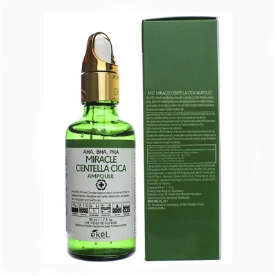 Ekel Ампульная сыворотка с кислотами / Miracle Centella Cica Ampoule (AHA, BHA, PHA) green, 50 мл