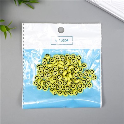 Бусины для творчества пластик "Жёлтые кружочки со смайлами" набор 15 гр 0,4х0,7х0,7 см