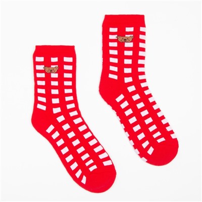 Носки детские махровые, цвет красный/белый, размер 16