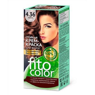 Стойкая крем-краска для волос серии Fito Сolor, тон 4.36 мокко