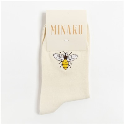 Носки женские MINAKU «Нoneybee», цвет молочный, размер 38-39 (25 см)