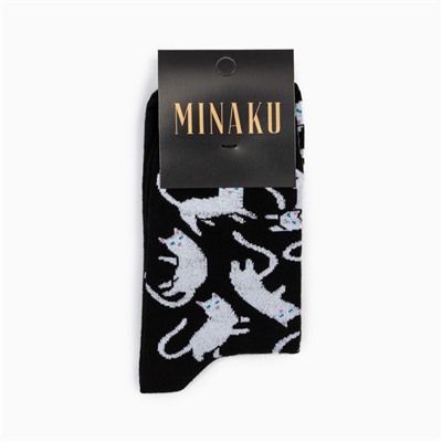 Носки MINAKU «Котики», цвет чёрный, размер 36-37 (23 см)