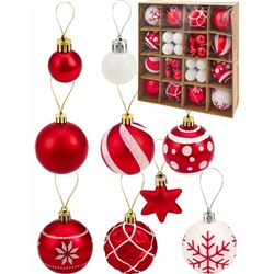 Новогоднее украшение Набор ёлочных шаров "Красный шик" 28 шт 3 см, 2 шт 4.5 см, 12 шт