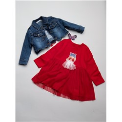 Комплект для девочки: платье и джинсовое болеро