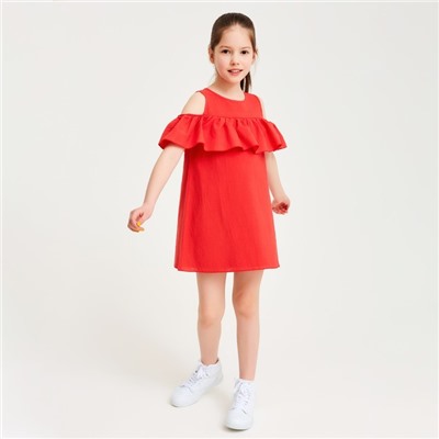 Платье для девочки MINAKU: Cotton Collection цвет терракот, рост 104